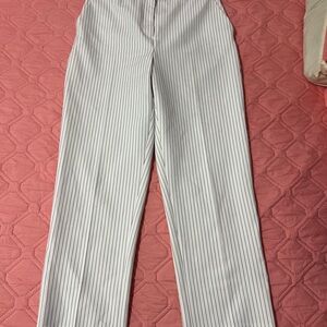 Express White Pants with Black Pinstripes - Straight Leg